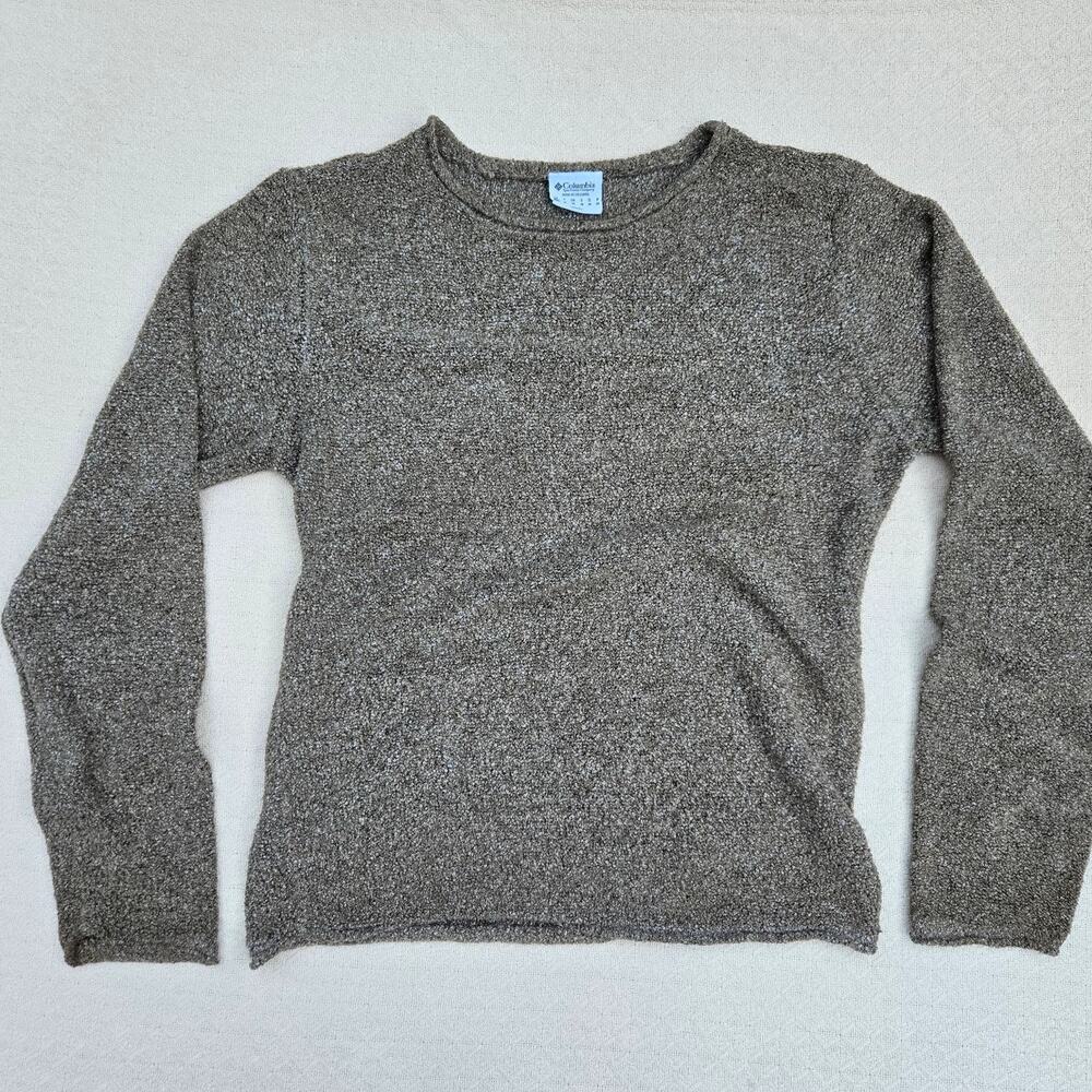 columbia brown boucle knit sweater cozy fall ♡